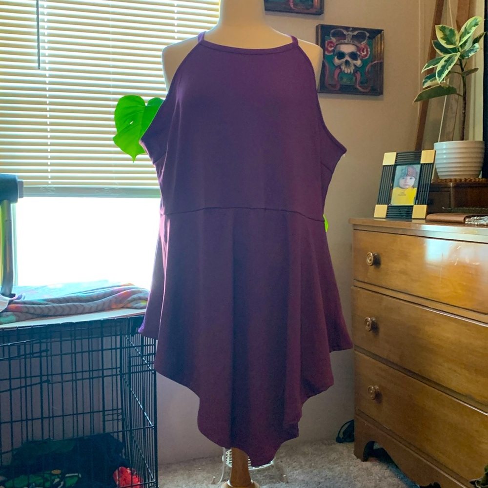 NWOT purple Sleeves Romper zipper back